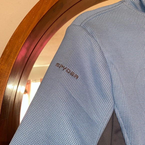 Spyder Womens Speedo Jacket Powder Blue Waffle Knit Fleece Zip Lghtweight - Picture 7 of 8